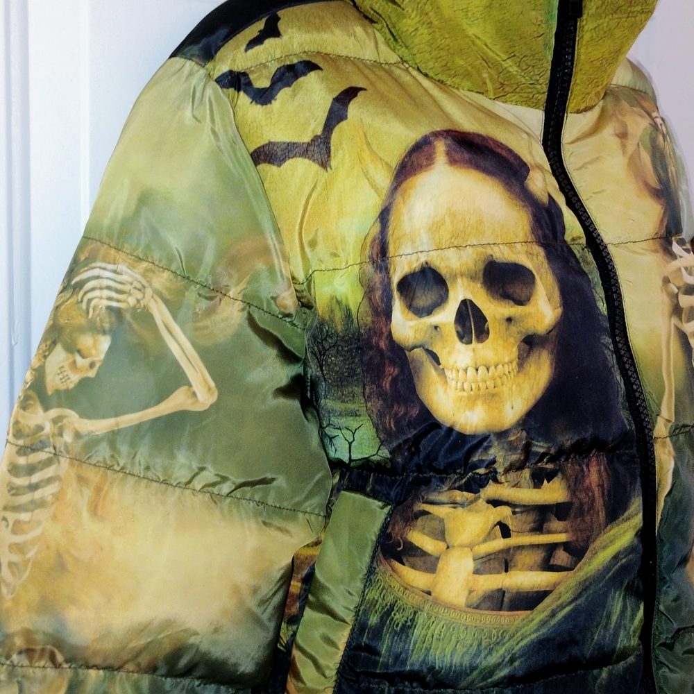 Trickz N' Treatz Cursed Image Skeleton Print Puffer Jacket - Picture 4 of 8